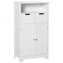 kleankin Mobile Bagno Multiuso con Armadietto 2 Ante, Mensola e 2 Cassetti Regolabili 60x30x108.8cm, Bianco