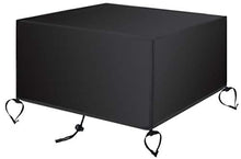 SAVITA 115x115x65cm Copri-Tavolo per Pozzo del Fuoco da Patio 420D Tessuto Oxford Copri-Fuoco Quadrato Impermeabile Antivento con Presa d'Aria e Maniglia (Nero)