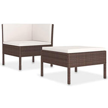 SKM Set Divani da Giardino 2 pz con Cuscini in Polyrattan Marrone (14.5kg)