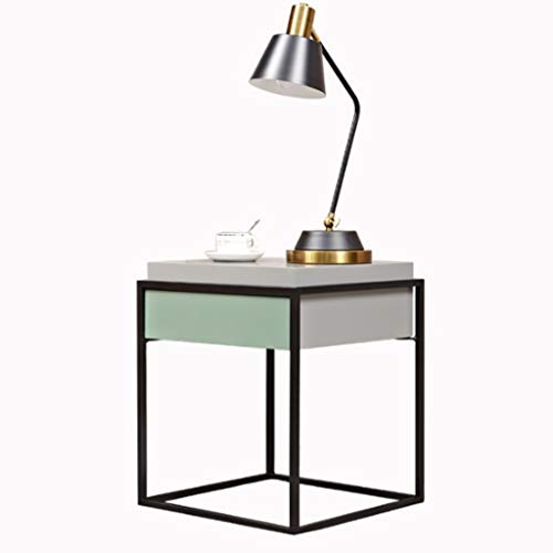 Comodini Nordic Legno Comodino Moderno Semplice Ferro battuto Lato Creativo di pompaggio Locker Piazza Camera Comodino Comodini Letto (Color : Green)