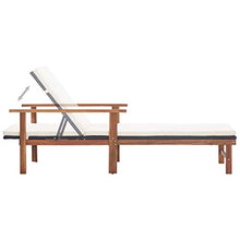 Tidyard Sdraio con Cuscino Polyrattan e Legno Massello di Acacia Nera, Sedie da Giardino, Sedie da Giardino in Legno 200 x 55 x 56 cm