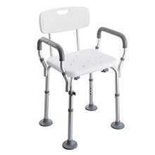 Sfeomi Sgabello per Doccia Portatile Sedile da Bagno in Alluminio con Schienale e Braccioli Panca da Doccia Regolabile da 5 Altezza Sedia con Telaio Largo Piedini in Gomma Antiscivolo Carico Max 100kg