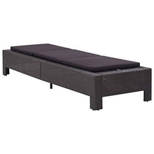 Tidyard Lettino Prendisole Reclinabile in Polyrattan Nero,Lettino da Giardino Rattan,Sdraio da Giardino Rclinabile in Rattan,Lettino da Sole Singolo in Rattan,Lettino da Esterno 220x75x35 cm