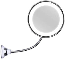 Specchio cosmetico illuminato con ingrandimento 10x, rotazione a 360°, specchio da barba con ventosa e collo di cigno flessibile