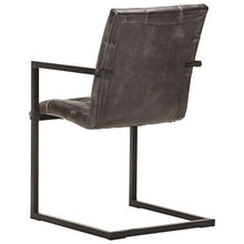 Tidyard Set di 2 Sedia a Sbalzo per Sala da Pranzo in Vera Pelle,Sedie da Ufficio Moderne con Schienale,Sedia da Cucina, Soggiorno,51 x 56 x 91 cm,Grigio Anticato