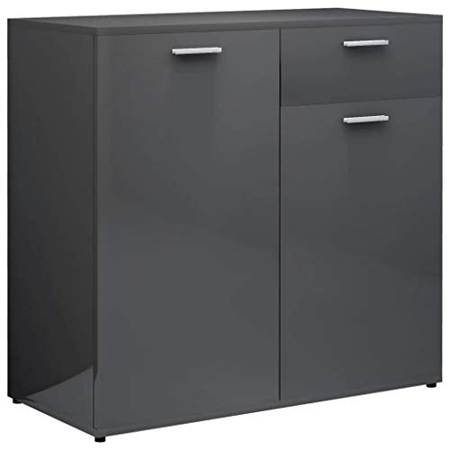 vidaXL Credenza Grigio Lucido 80x36x75 cm in Truciolato