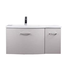 Mobile da bagno sospeso DANA 850 - design leggermente arrotondato - effetto legno bianco crema, Piletta Pop-up:Con piletta Pop-up