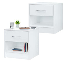 Casaria Set 2 Comodini Cassetto Ripiano d' Appoggio 41x39x28 cm Legno Comò Notte Camera Letto Bianco