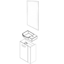 Fackelmann - Set di mobili da Bagno per Ospiti con lavabo in Ceramica e Specchio da Bagno a LED, 45 cm, 3 Pezzi, Colore: Marrone Chiaro