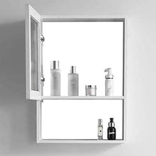 specchio da parete moderno rotondo Armadietto per specchio da parete per bagno con ante e ripiano in metallo Organizzatore multiuso (40 × 65 cm / 15,7 '' × 25,6 '') specchio da parete grande