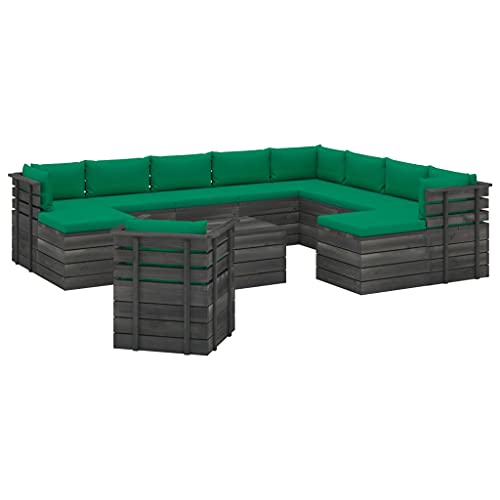 vidaXL Set Divani da Giardino Pallet 12 pz con Cuscini Massello Pino
