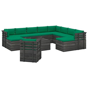 vidaXL Set Divani da Giardino Pallet 12 pz con Cuscini Massello Pino