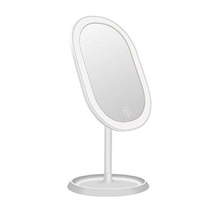 Specchio per Il Trucco, Specchio per Il Trucco da Tavolo Illuminato A LED con Luci E Oscuramento del Touch Screen con Piedistallo Antiscivolo Specchi Cosmetici Portatili