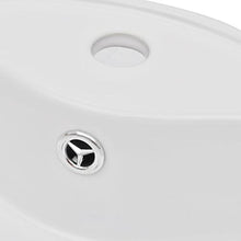 Roderick - Lavabo da bagno in ceramica con foro di troppopieno bianco, dimensioni: 465 x 155 mm (diametro x H).
