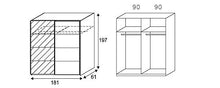 Rauch Möbel Subito Armadio a 2 Ante con 2 Ripiani e 2 aste Appendiabiti, Legno, Bianco, 181 x 197 x 61 cm