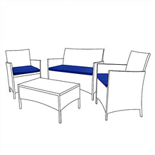 Set di 3 cuscini di ricambio per sedie in rattan da giardino, sedie, divani, patio, colore blu navy