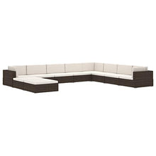 vidaXL Poltrona Modulare ad Angolo 1 pz con Cuscini Foderati Lavabili Leggera Elegante Arredi Esterno Divano in Polyrattan Marrone Telaio Acciaio