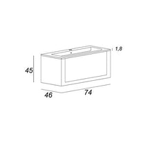 Bagno Italia Arredo bagno sospeso moderno 74 cm bianco opaco cassettone esterno e cassetto interno lavabo in resina