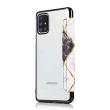 TYWZ Flip Portafoglio Custodia per Samsung Galaxy A51,Marmo PU Pelle + Trasparente TPU Back Cover Placcatura Ultra Sottile Case a Libro con Tasche Carte-Nero Bianca