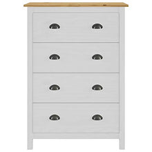 Ausla - Mobiletto Hill con 4 cassetti, in legno, per camera da letto, soggiorno, cucina, 79 x 40 x 110 cm, bianco e legno chiaro