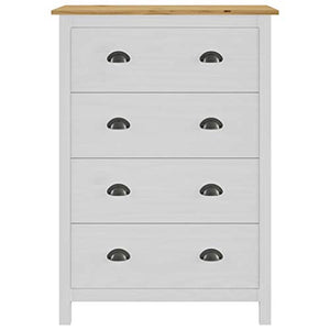 Ausla - Mobiletto Hill con 4 cassetti, in legno, per camera da letto, soggiorno, cucina, 79 x 40 x 110 cm, bianco e legno chiaro