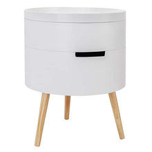 WOLTU TS50ws-1 Comodino Rotondo Contenitore Organizzatore da Letto Tavolino da Salotto in Legno Bianco