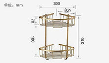 AGGF Mensole per Doccia da Bagno Mensole da Bagno in Ottone Massiccio Cestello portaoggetti a 2 Livelli Supporto a Parete Doppio ripiano cosmetico