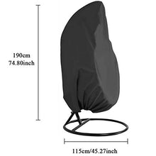 HSGAV Copertura della Sedia Dondolo, Sedie Sospese Impermeabili Protettiva Copertina, Copertura per Mobili da Giardino 420D Tessuto Oxford Antivento con Fodera in PVC, 190x115cm, Nero