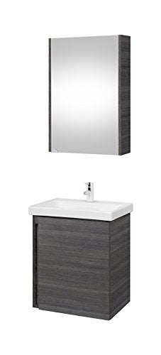 Planetmöbel - Mobiletto da bagno con armadietto a specchio, 50 cm (antracite)