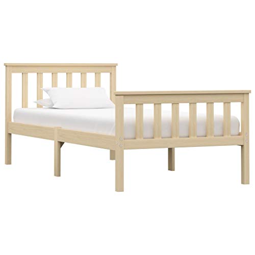 BIGTO - Struttura per letto in legno di pino massiccio, per camera da letto, stile B, 100 x 200 cm, colore: Marrone chiaro