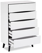 Ibbe Design Cassetti Armadietto Cassettiera Bianco Nero Credenza con 5 Cassetti di Stile Moderno Scandinavo Lyon per Soggiorno Camera da Letto Corridoio, Gambe in Legno Masselo Nero