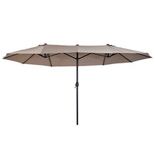 Outsunny Ombrellone da Giardino 460x270x240cm Doppio con Apertura a Manovella, Acciaio e Poliestere Color caffè