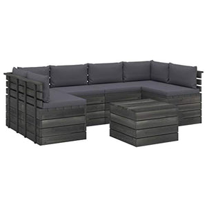 vidaXL Set Divani da Giardino su Pallet 7 pz con Cuscini Massello Pino