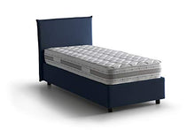 Talamo Italia Letto contenitore Singolo Anna, Made in Italy, Letto con rivestimento in tessuto, Apertura laterale, adatto per materasso cm 80x190, Blu