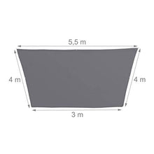 relaxdays Tenda a Vela Trapezoidale, Impermeabile, Anti UV, Corde di Supporto, Terrazza e Giardino, 3x5,5x4x4 m, Grigia