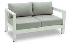 Set Salotto da Giardino Divano 2 Poltrone e Tavolino in Alluminio Estia Bianco