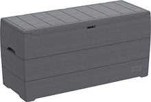 Duramax Cedargrain Durabox 270 litri, contenitore per mobili da giardino in plastica per esterni con coperchio chiudibile, con ruote e maniglie, grigio