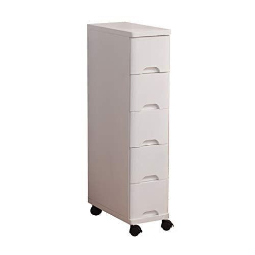 Cassettiera Armadio di stoccaggio 5 schedari da pavimento Mobile ad angolo Sundries con ruote e cassetti, Comodino per la casa in legno massello nordico, Bianco, alta capacità ( Size : 20*40*89cm )