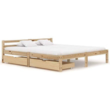 Lasamot Giroletto in Legno massello di Pino Color Legno Chiaro, giroletto per Camera da Letto, giroletto Pratico per Famiglie in Stile Moderno 206 x 166 x 60 cm  con 2 cassetti