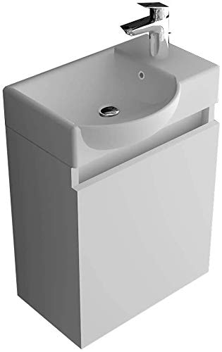 Alpenberger - Lavandino con mobiletto, colore: Bianco lucido