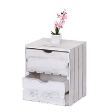 Mendler Comodino cassettiera HWC-C62 serie Vintage 2 cassetti - bianco