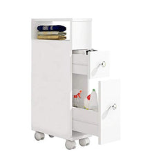 ease Mobile da bagno con ruote con 2 cassetti Carrello portaoggetti da cucina in legno Mobile da bagno 15 × 33 × 66.5 CM Bianco