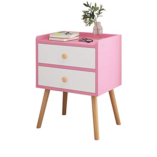 Comodino Storage Box Household Camera Addensare Studio di Legno Solido Doppio pompaggio Assemblea Corridoio Bagno Soggiorno Multifunzione Locker 37X30X56cm FANJIANI (Color : Pink)