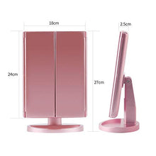 AYYEBO Specchio for Trucco, 1/2/3 / 10X Ingrandimento Retroilluminato Luci a LED Illuminazione Tri-Fold Specchio Cosmetico HD Touch Screen - Oro Rosa