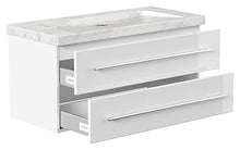 Mobile bagno marmo Bianco Carrara Damo 100cm,senza foro, bianco lucido