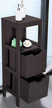 Etnicart - Mobiletto bagno in legno wenge MDF 30x30x89CM salvaspazio armadietto multiuso arredo bagno mobiletto due cassetti 3 ripiani contenitore multiuso-