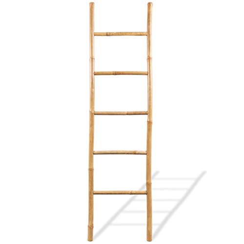 Festnight Scala/Supporto Portasciugamani Bagno con 5 Pioli in bambù 150 cm