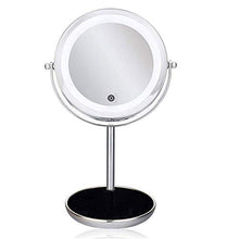 AJH Specchio per Trucco LED Portatile, Illuminato con Specchio cosmetico a LED Luminoso, Specchio ingranditore 5X Specchi da Barba su Due Lati Specchio da Bagno Touch Screen da appoggi