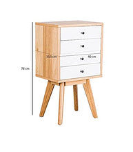 Design Twist Comodino Cassettiera 4 Cassetti, Mobiletto Legno Bianco Marrone Chiaro, 40 x 33,5 x 78 cm