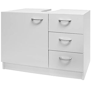 Deuba Armadietto Sottolavabo Mobile da Bagno 63X54x30 Ripiano con Anta 3 cassetti Lavandino Bianco